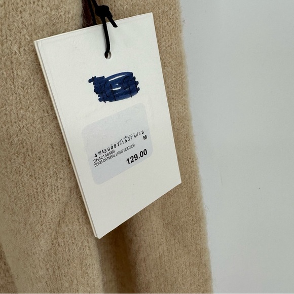 NEW Something Navy Tan Long Sleeve Off the Shoulder Sweater Dress Medium - Picture 5 of 7